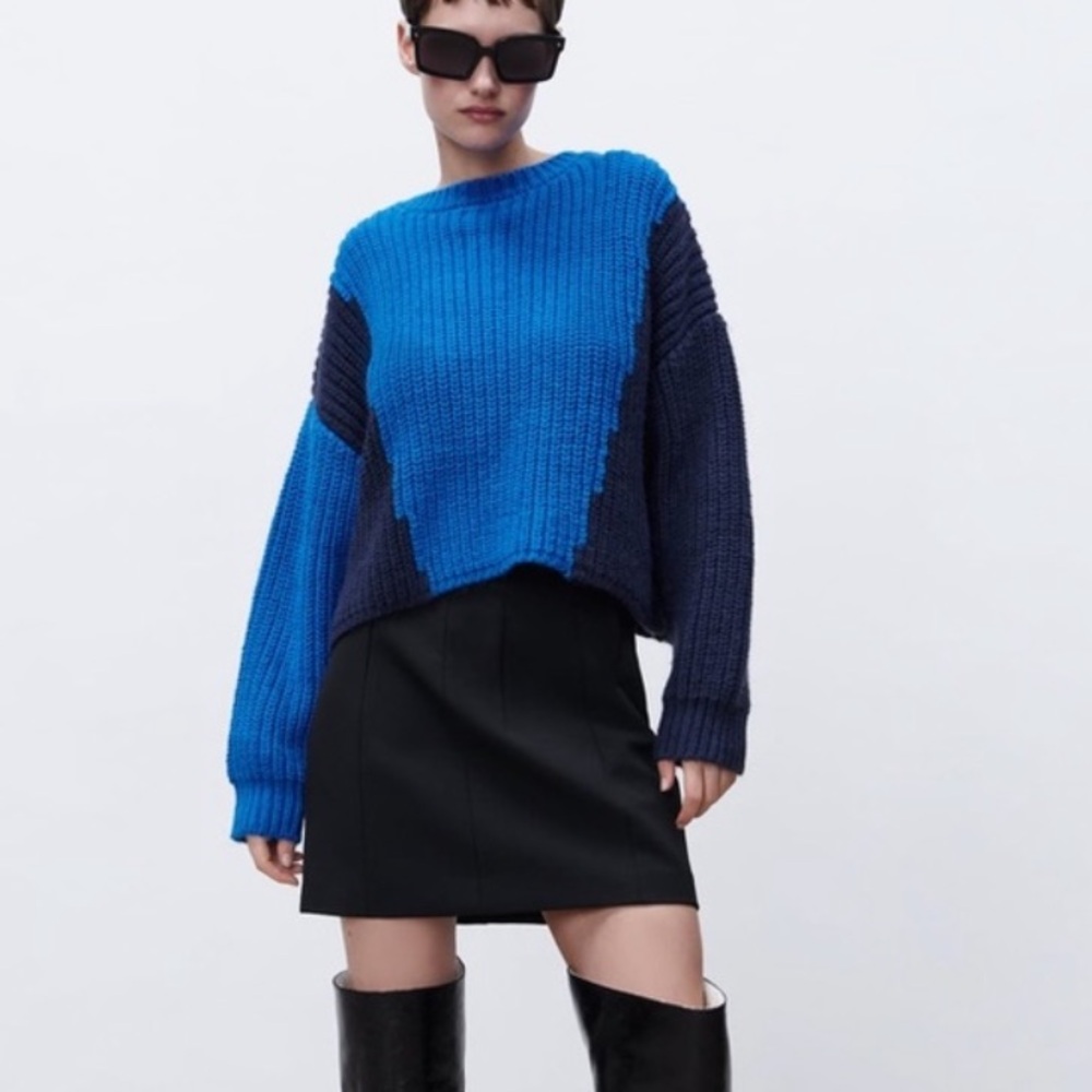 NWT ZARA Knit Color block Sweater